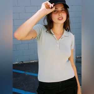 Brandy Melville John Galt Green Carolyn Polo Shirt
